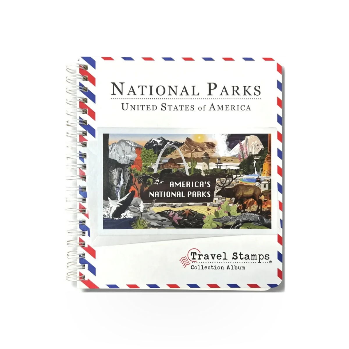 Travel Stamps travel stamp collection album, hardcover pub book with pages for organizing and displaying travel stamps.