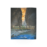 Softcover book titled "Water Rock and Time" by Zion National Park Forever Project, featuring scenic nature photography.