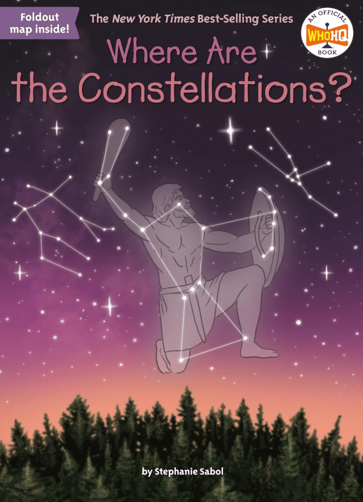 Penguin Random House book titled "Where Are The Constellations?" showing a colorful cover with star illustrations and celestial themes.