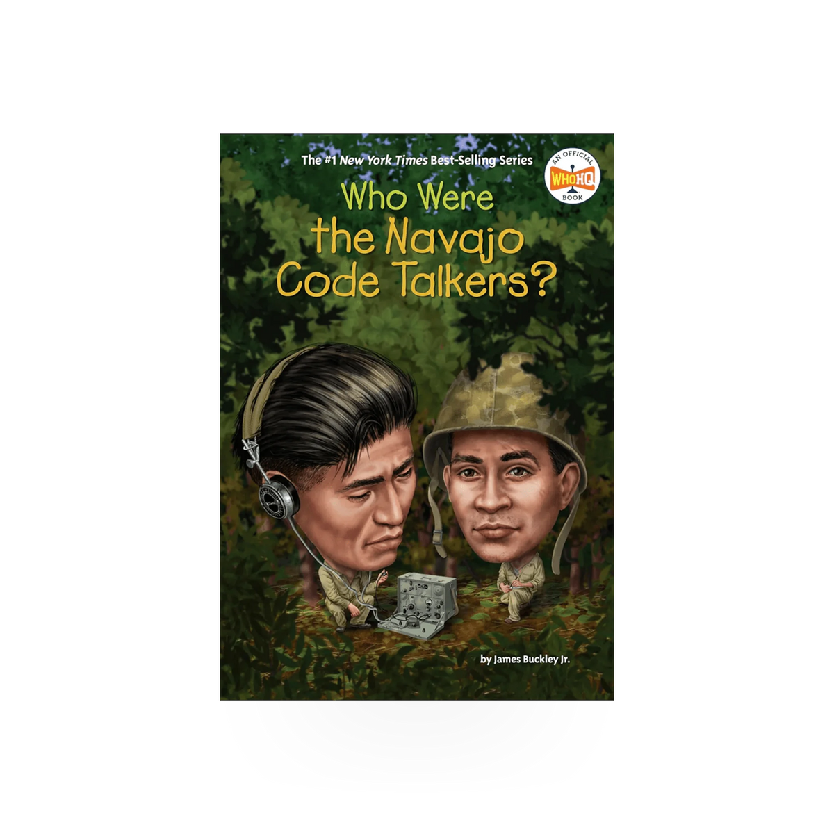 Book titled "Who Were Navajo Code Talkers" by Penguin Random House, showing the cover with Navajo imagery and text.