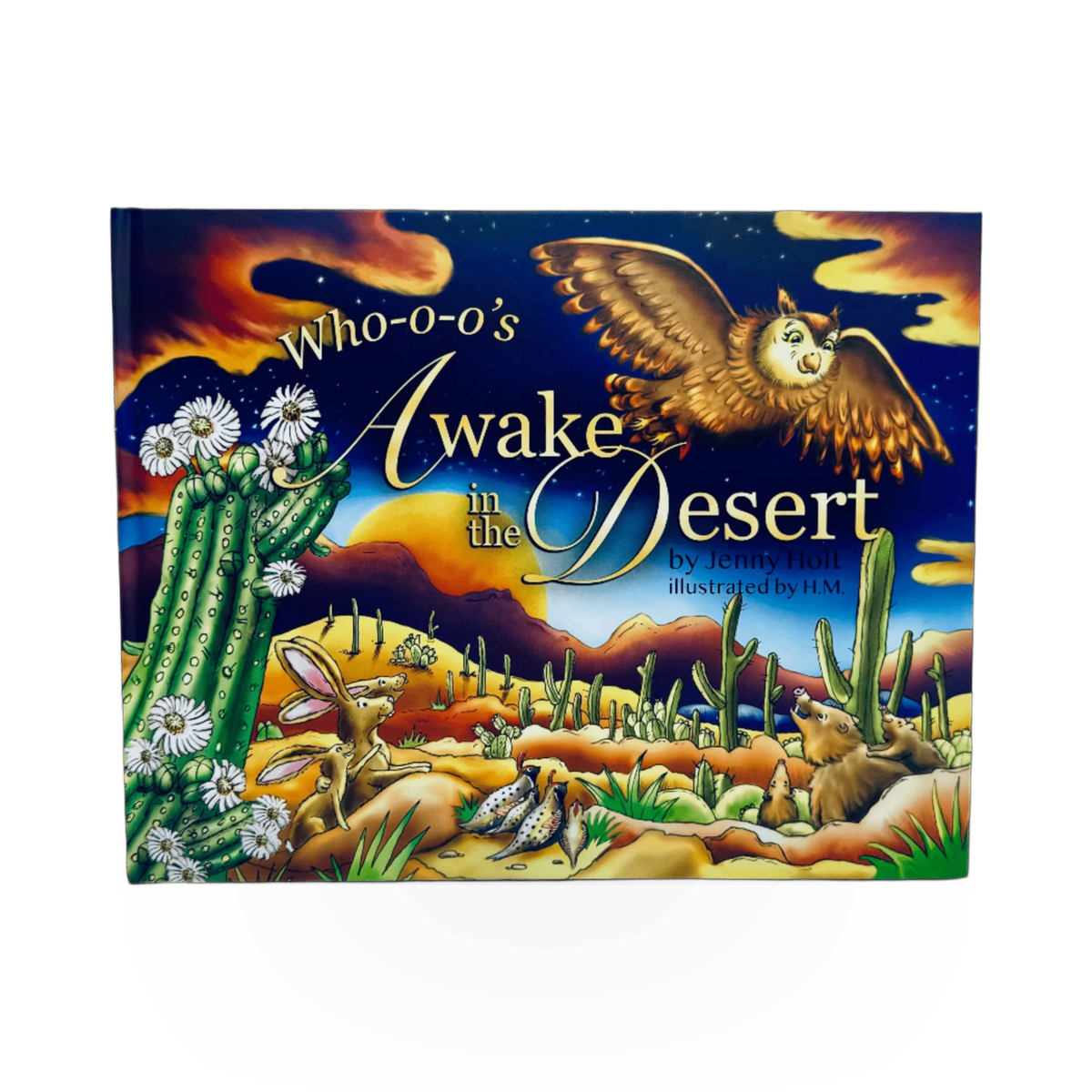 Sunbelt Publications book titled Whooos Awake In The Desert, featuring desert wildlife and nature photography on the cover.