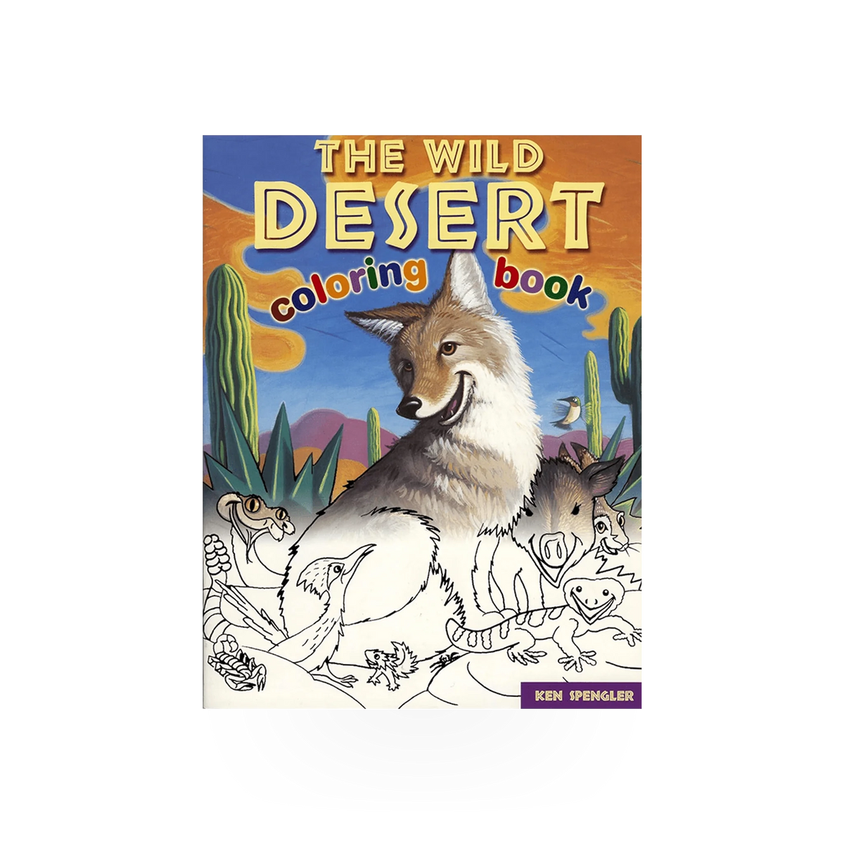 Wild Desert Coloring Book by Simon & Schuster, featuring desert scenes and animals for coloring and creative activity.