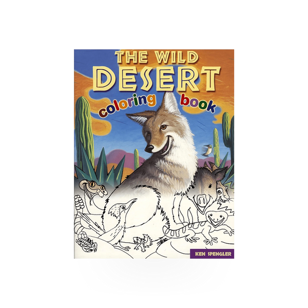 Wild Desert Coloring Book by Simon & Schuster, featuring desert scenes and animals for coloring and creative activity.