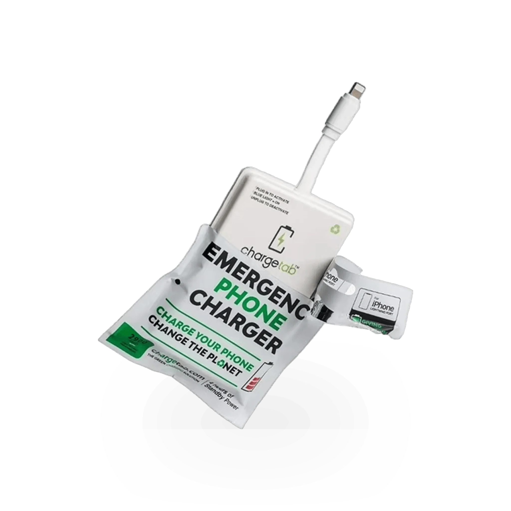 ChargeTab SAFETY Chargetab device with safety features, shown in the image with its compact design and safety labels.