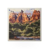 Lantern Press Virgin River coaster with scenic design, ceramic surface, and cork backing for protection and style.