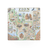 Xplorer Zion map-themed coaster with detailed topographic design, made by Xplorer Maps, suitable for protecting surfaces.