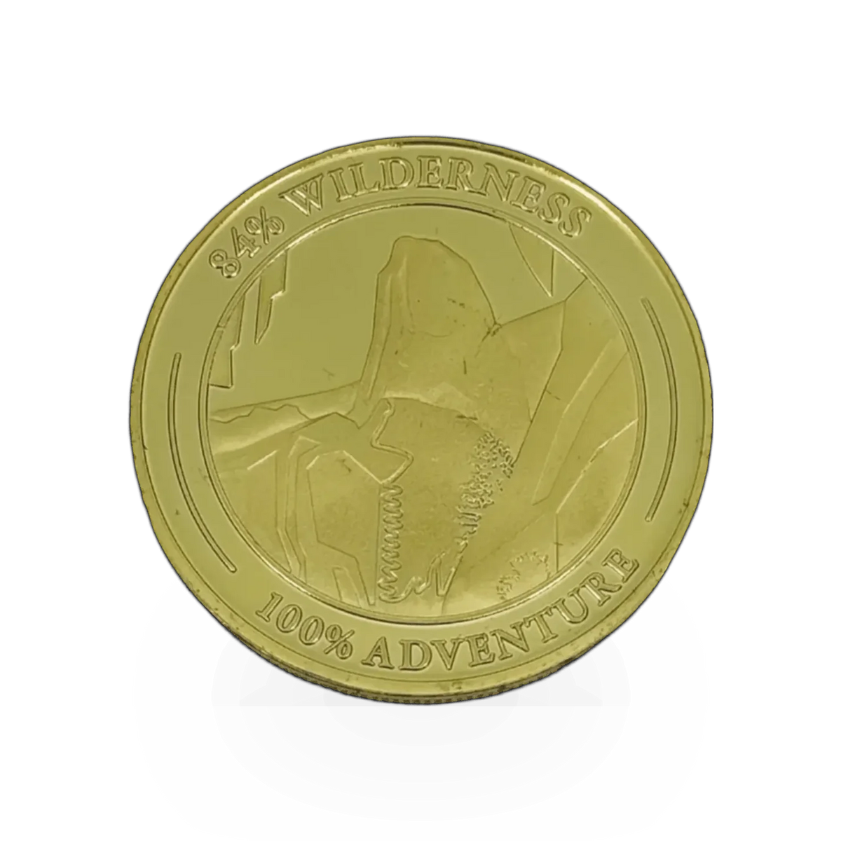 Gold Zion coin by Impact Photographics, showing detailed design and embossed text on a shiny gold surface.