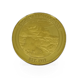 Gold Zion coin from Impact Photographics featuring detailed engravings and a shiny gold finish.
