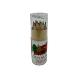 Impact Photographics color pencil set with assorted vibrant pencils arranged in a fan shape on a white background.