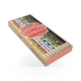 Vibrant Wanderlust color pencil set by Chronicle Books featuring a variety of colored pencils arranged in a display.