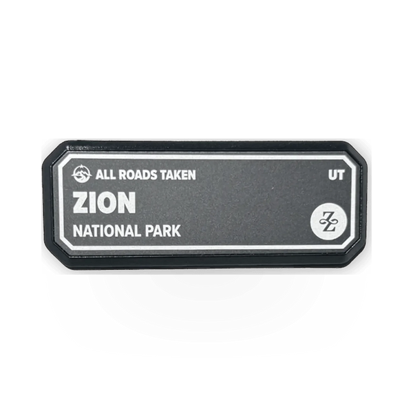 All Roads Taken Adventure Badge Vehicle Emblem decal featuring Zion design, suitable for car decoration and outdoor gear.