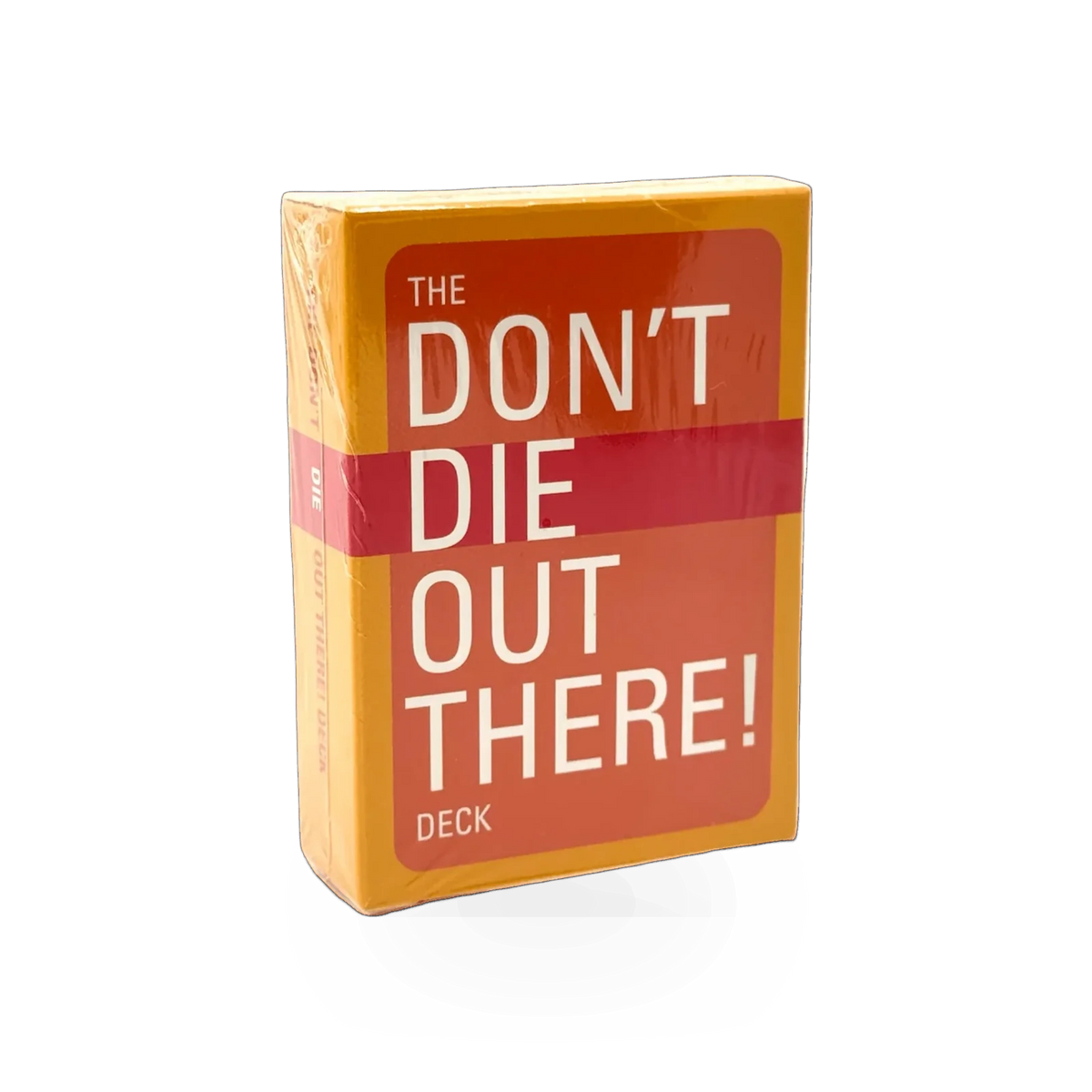 Deck for "Don't Die Out There" by Mountaineers Books, featuring outdoor adventure and survival-themed illustrations.