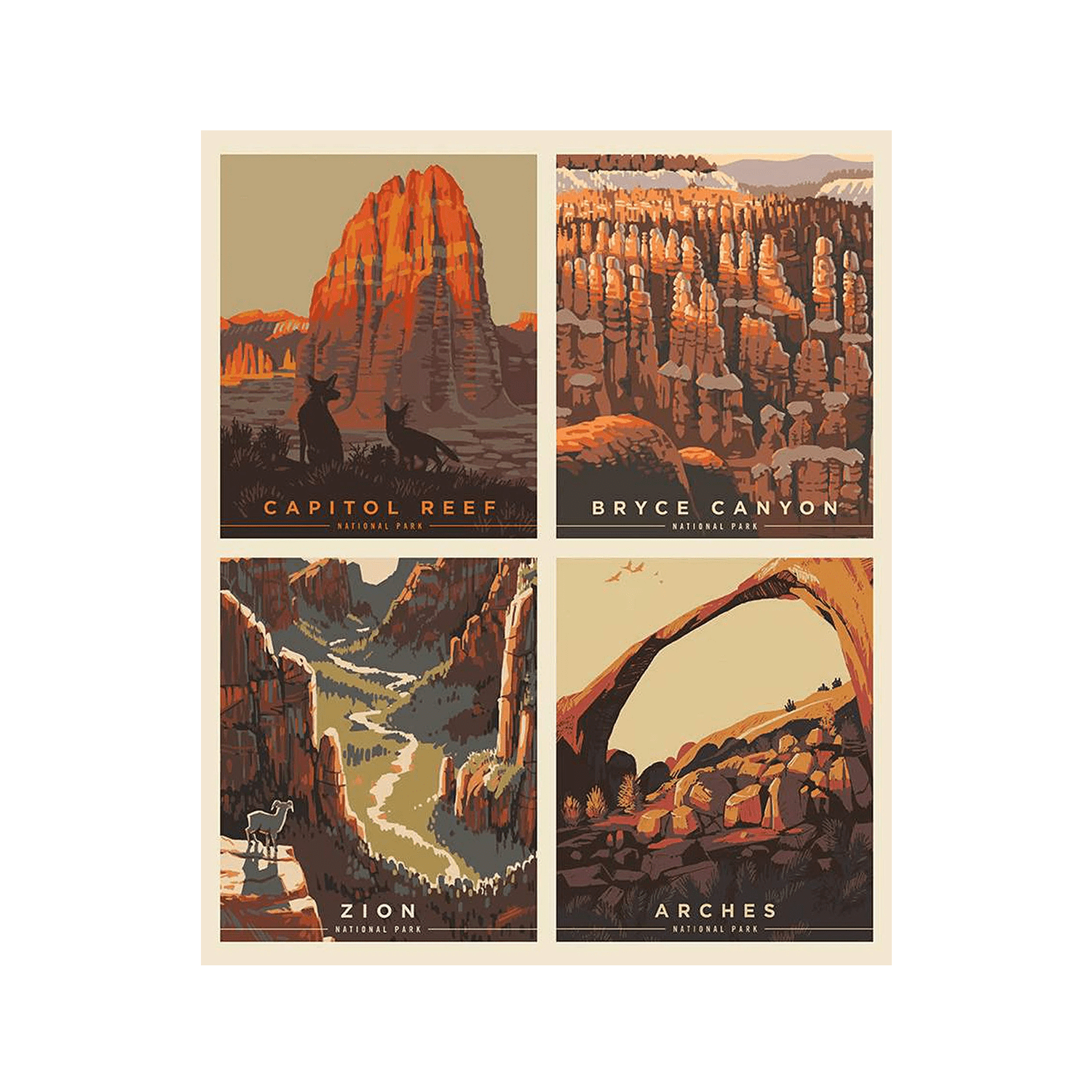 Fabric - Prints 4 Panel Set - Zion Natl Park Forever Project