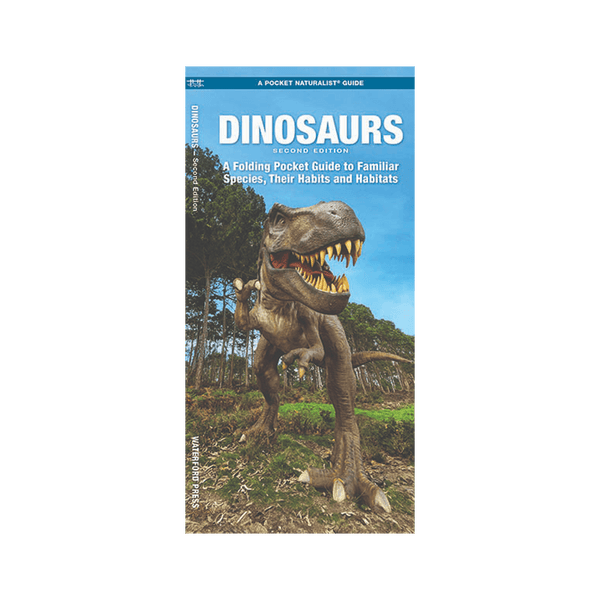 Folding pocket NAT guide featuring colorful illustrations of various dinosaurs, designed for quick identification and reference.