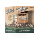 National Park Yahtzee game by USAopoly featuring a colorful game box with images of national park landmarks and dice.