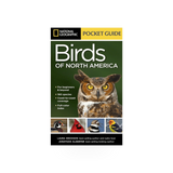 Nat Geo Pocket Birds of North America guide by Penguin Random House, featuring colorful illustrations of various bird species.