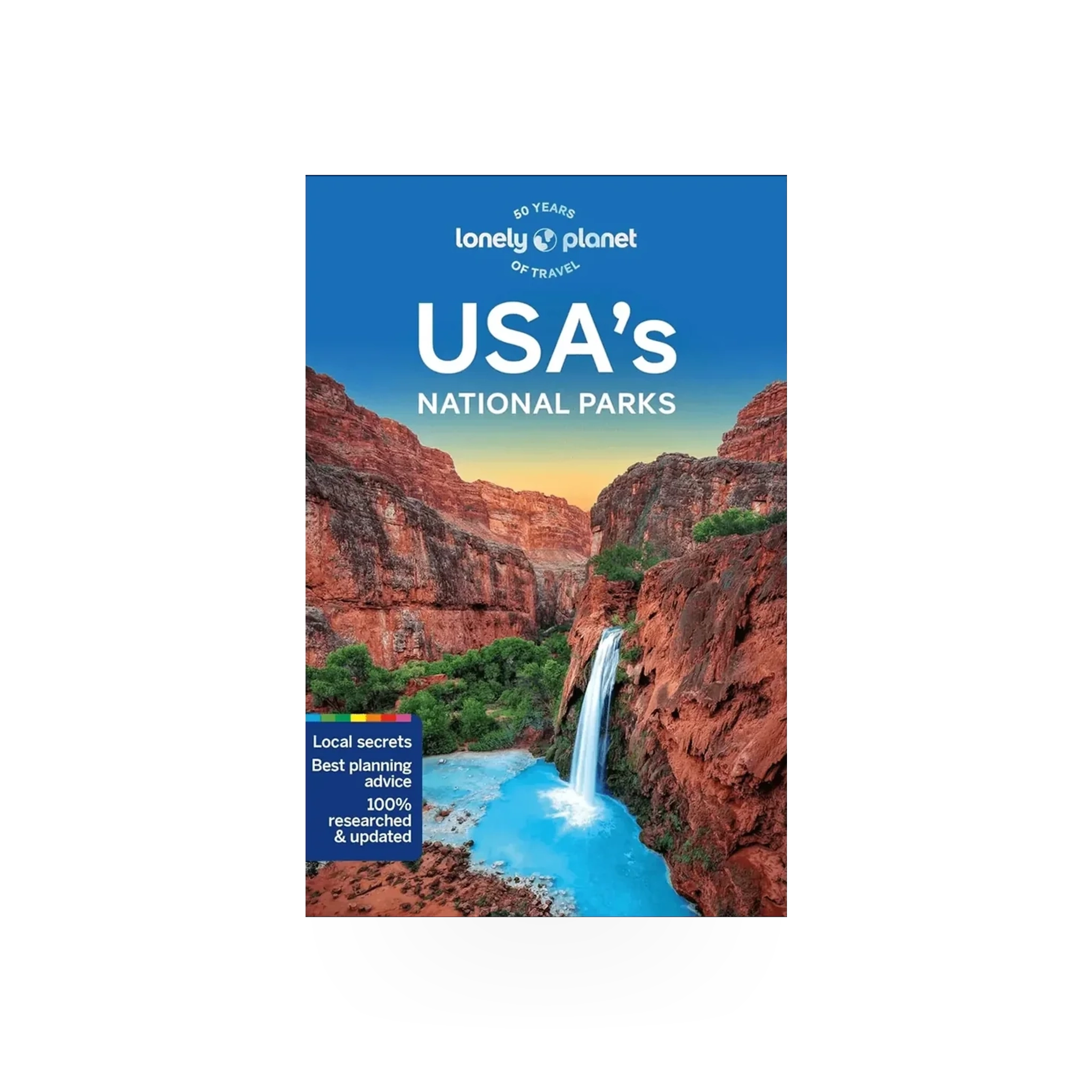 Cover of the "USA's National Parks" travel guide by Lonely Planet, published by Hachette Book Group USA, featuring scenic park images.