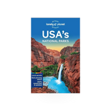Cover of the "USA's National Parks" travel guide by Lonely Planet, published by Hachette Book Group USA, featuring scenic park images.