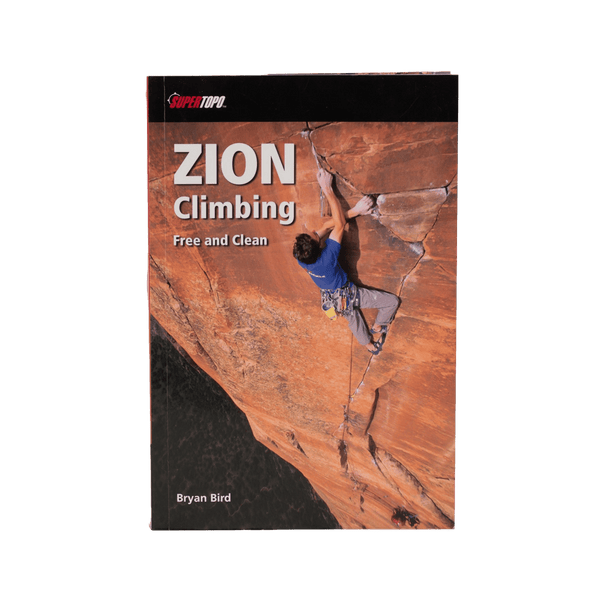 SuperTopo Zion Climbing guidebook, outdoor climbing publication with detailed maps and route information for Zion National Park.