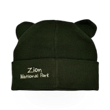 Julie + Joe knit beanie hat featuring a cute bear theme, perfect for cozy winter wear.