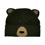 Julie + Joe beanie hat featuring a cute knit bear design, perfect for cozy winter wear and casual style.