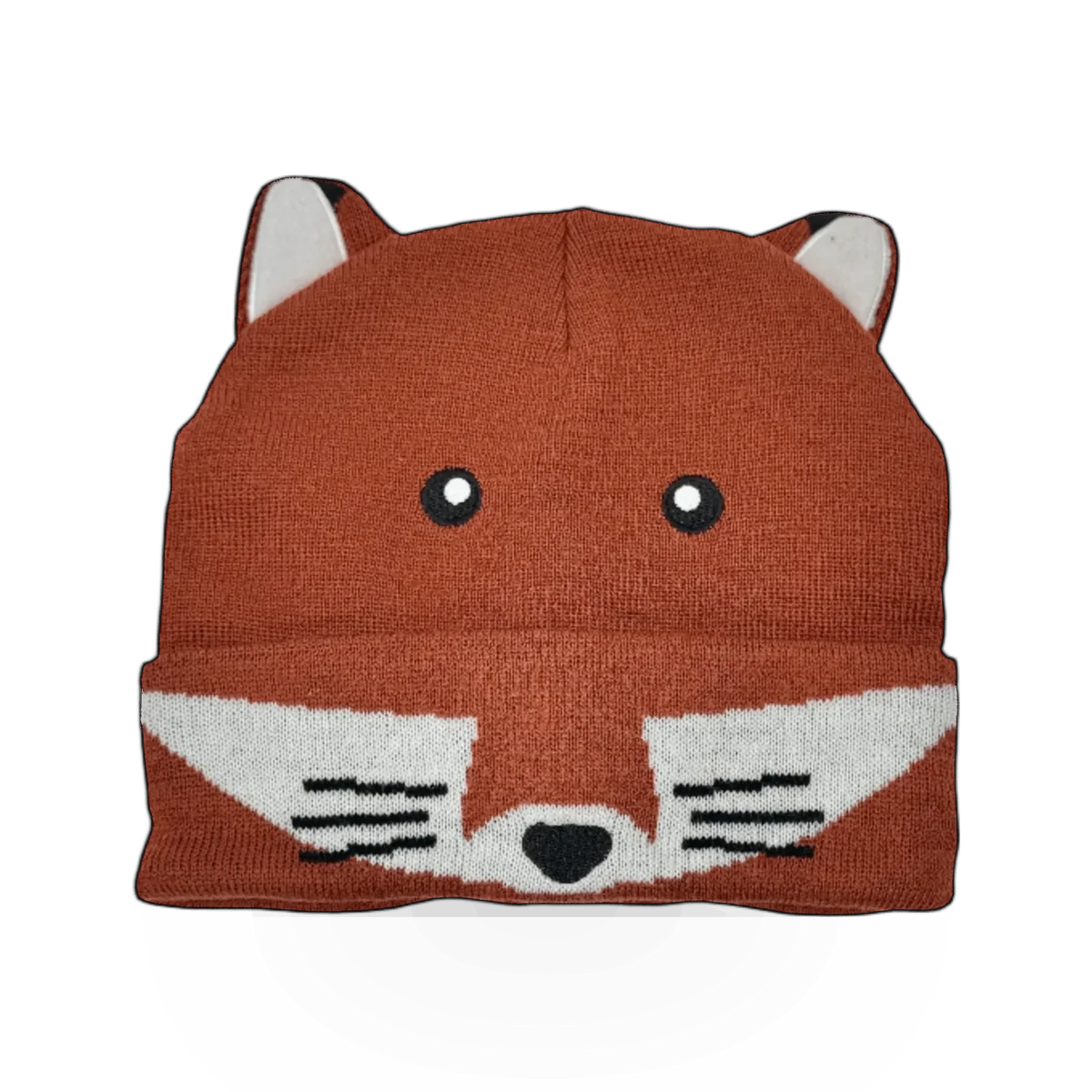 Julie + Joe knit beanie hat featuring a playful fox design, perfect for casual winter wear.