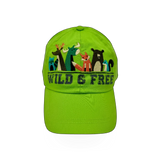 Yellow "Wild and Free Zion National Park" themed hat by Julie + Joe featuring park logo and adjustable strap.