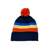 Concept 360 Zion GWT Stripe Beanie hat with colorful striped pattern, cozy knit fabric, and branded label for stylish winter wear.
