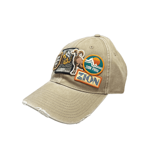 Hat - Zion Iconic Patches Khaki - Zion Natl Park Forever Project