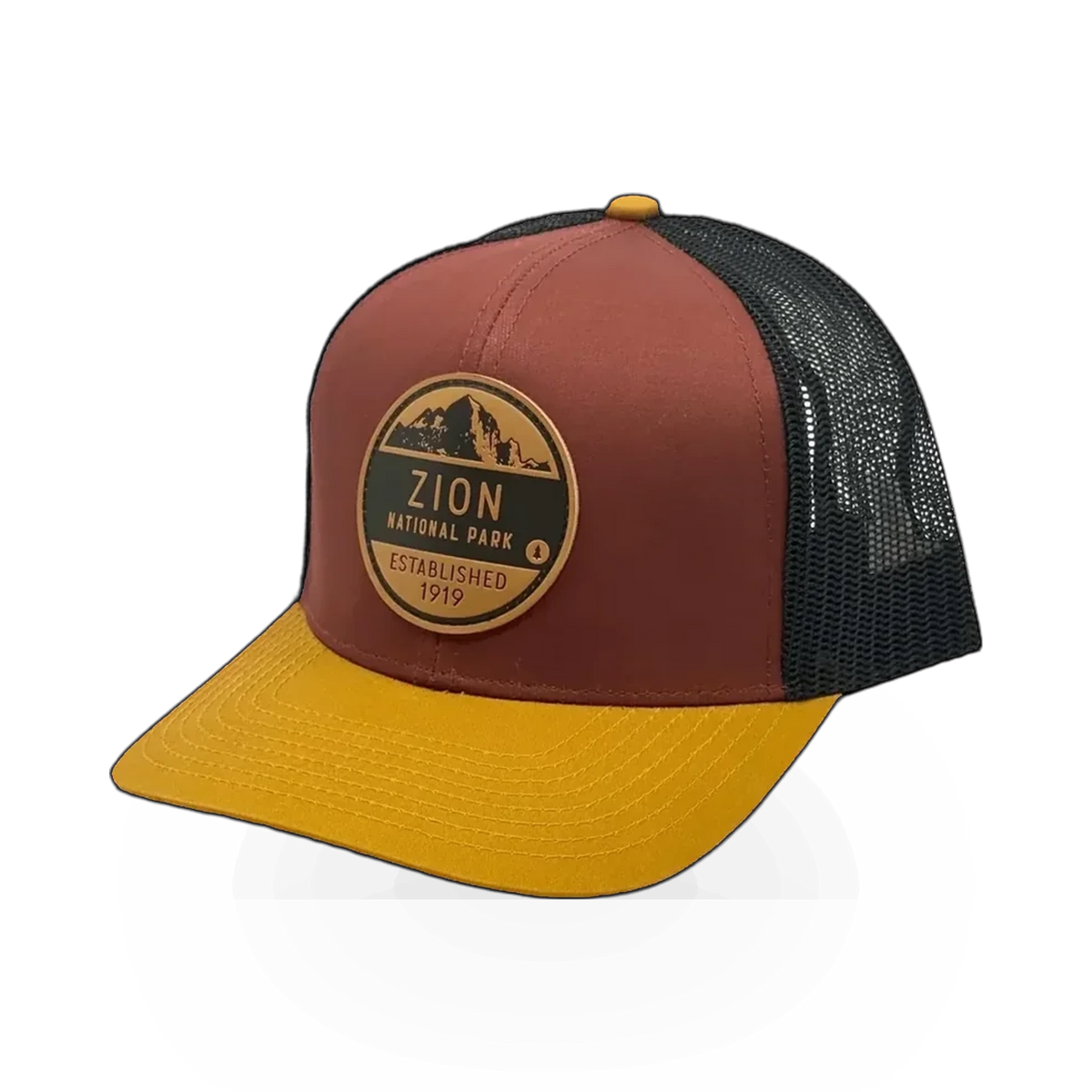 Good Land Supply Co. Zion Leather Patch hat showing a stylish casual cap with a prominent leather patch on the front.