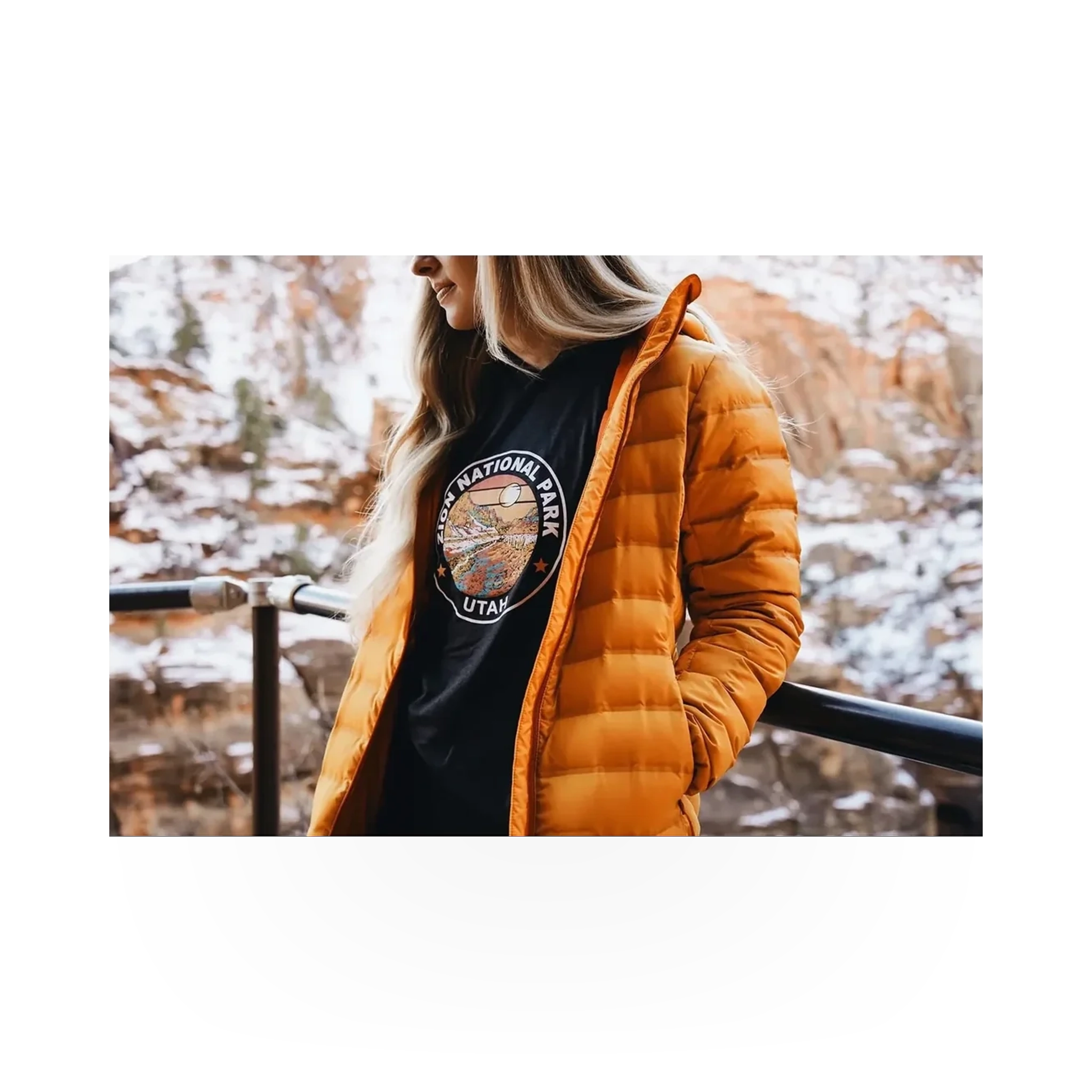 American Backcountry Majestic Zion hoodie, soft fabric, with Zion national park graphic, casual outdoor style, front view.