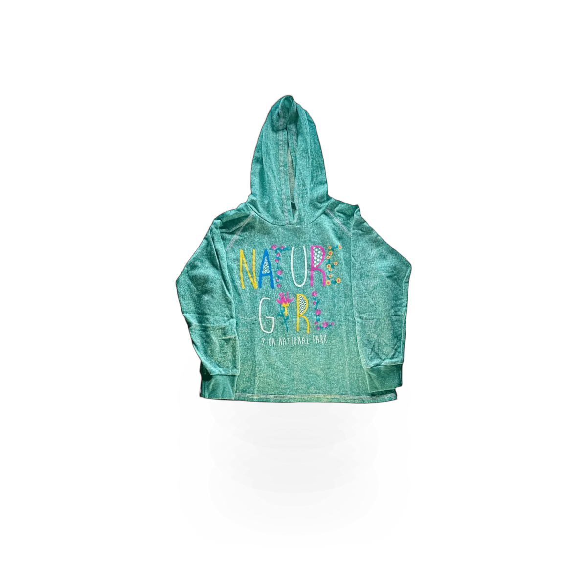RMR Designs hoodie featuring Yth Nature Girl theme, soft fabric with graphic print, casual style, front view.