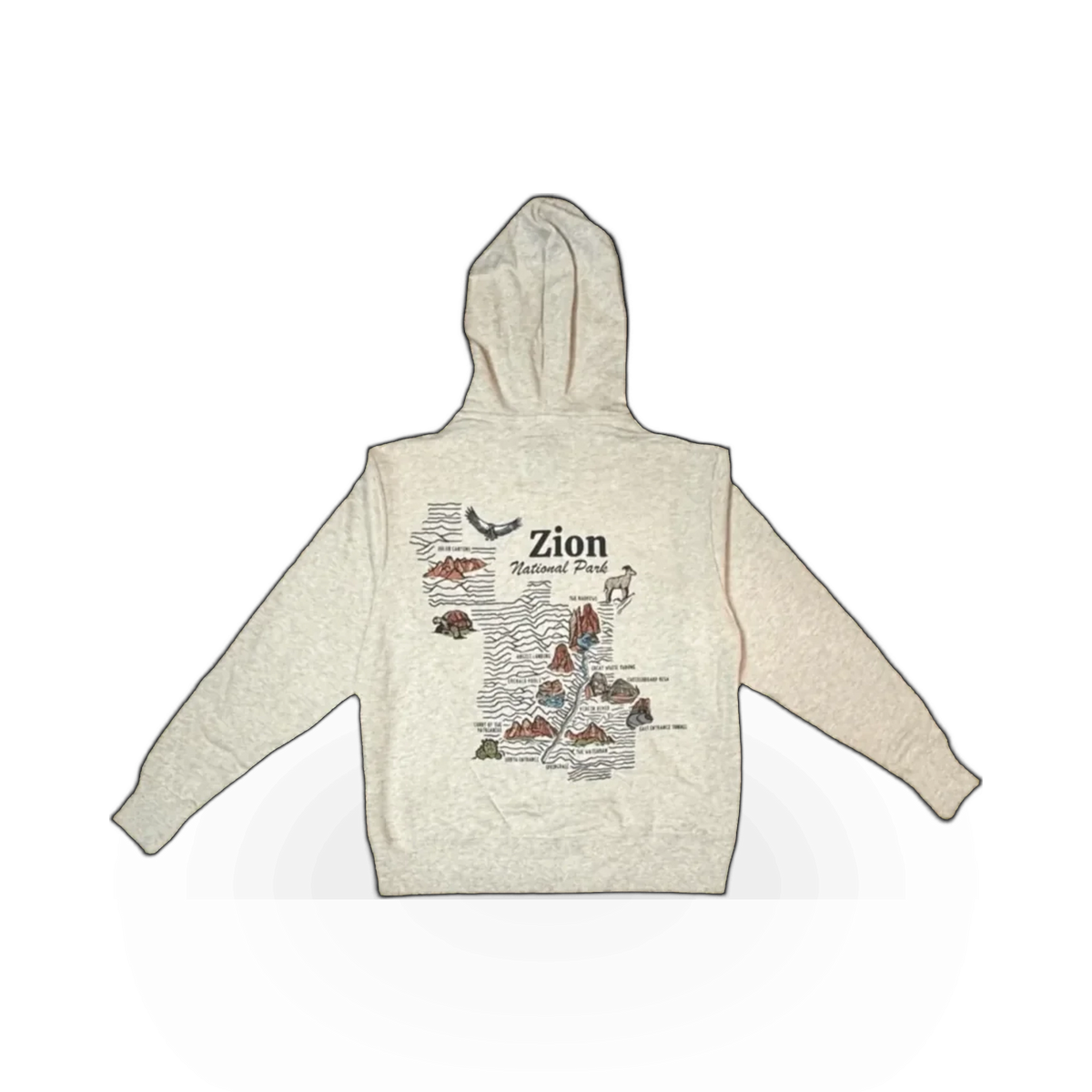 Wild Tribute zip hoodie featuring a detailed topographic map design, perfect for outdoor enthusiasts and adventure lovers.