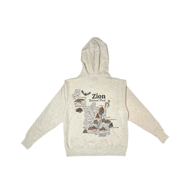 Hoodie - Zip Topo Map - Zion Natl Park Forever Project