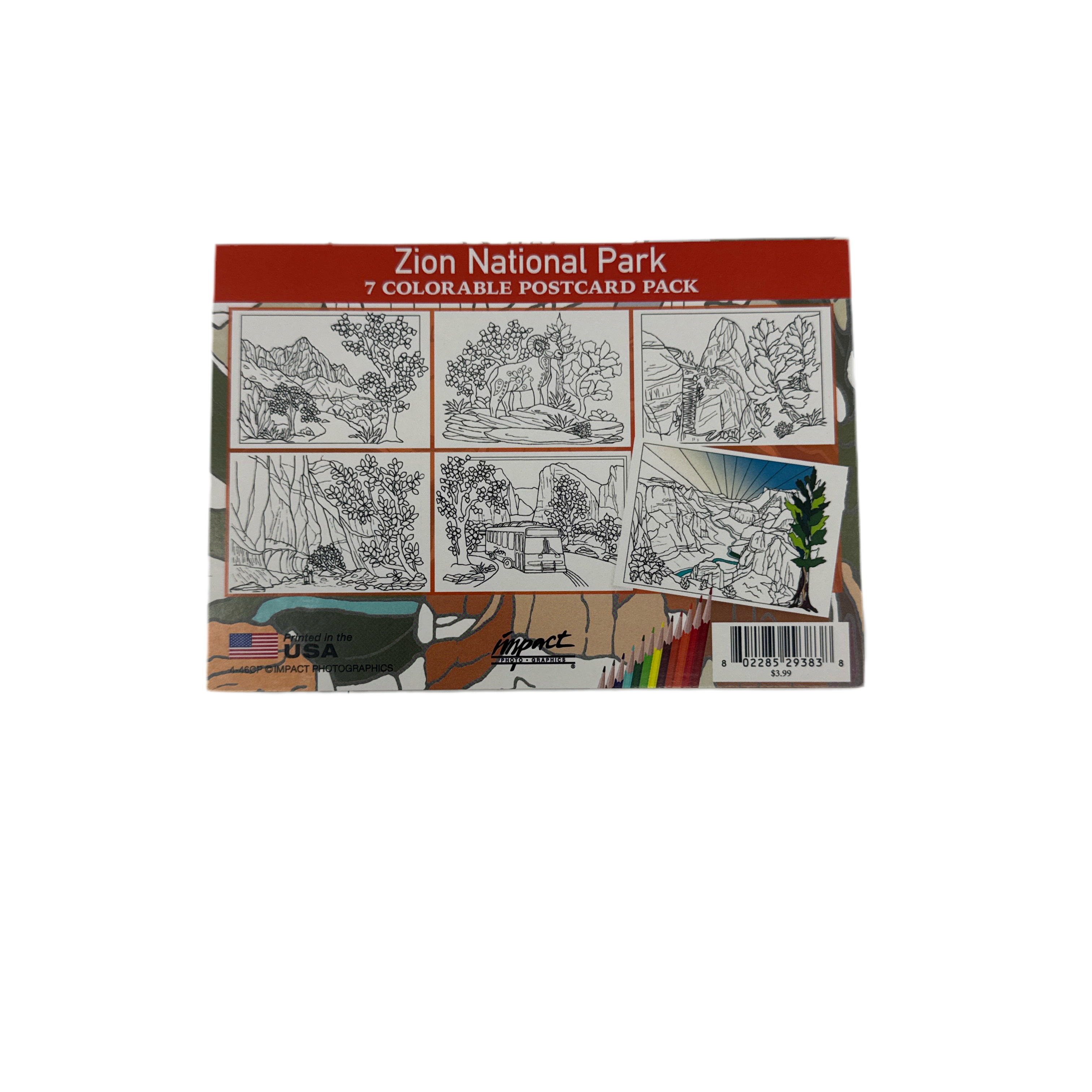 Postcard - Colorable pk - 4-46CP - Zion Natl Park Forever Project