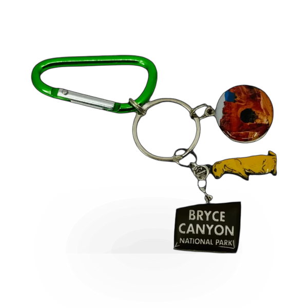 Impact Photographics Bryce Canyon charm keychain with detailed landscape design on a metal keyring.