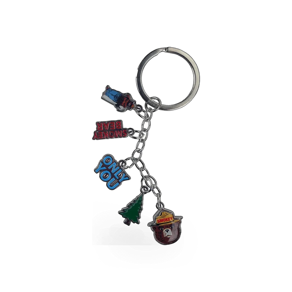 Smokey Bear charm keychain in a VA style, featuring detailed Smokey Bear design, by Impact Photographics.