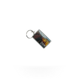 Impact Photographics compass keychain with colorful, detailed metal design, perfect for outdoor enthusiasts and travel lovers.