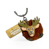 Impact Photographics Dixie Natl Forest PV Pom Pom Elk keychain featuring a festive elk design with colorful pom pom accents.