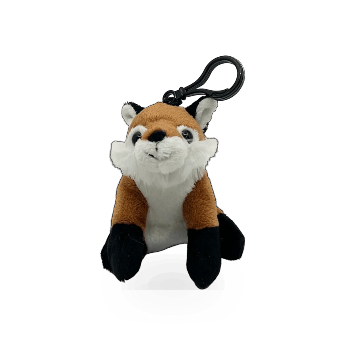 Unipak plush fox charm keychain, 3.5-inch soft fox pendant with detailed features, attached to a sturdy keyring.