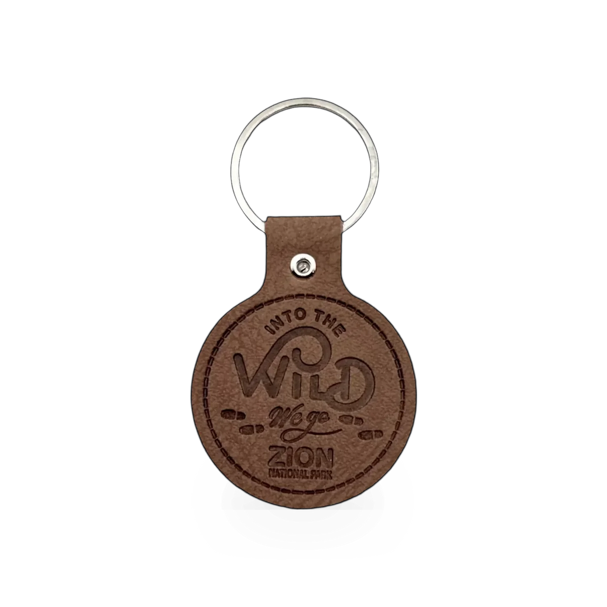 Leather Into The Wild keychain by Impact Photographics featuring a rugged wilderness design on a durable leather strap.