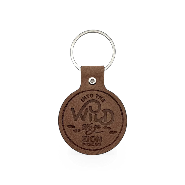 Leather Into The Wild keychain by Impact Photographics featuring a rugged wilderness design on a durable leather strap.