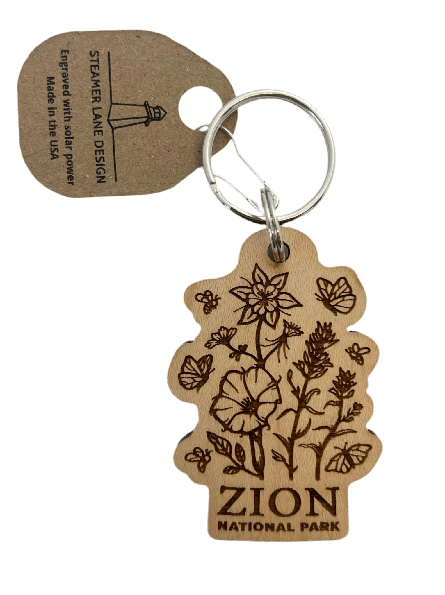 Keychain - Wood Pollinator Zion - Zion Natl Park Forever Project
