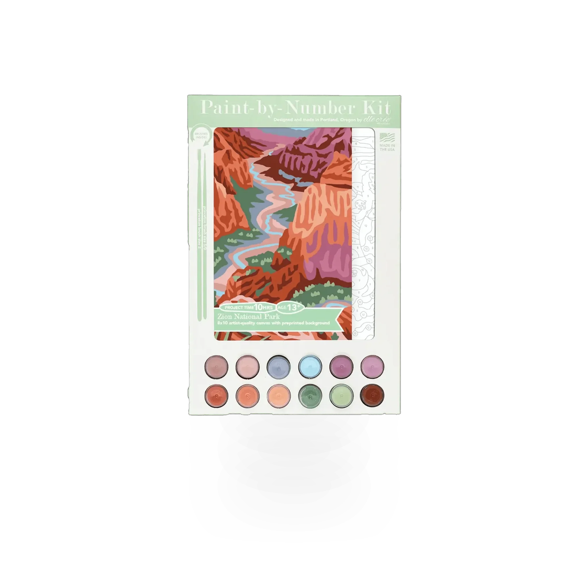 Elle Cree Paint By Number Zion art kit featuring vibrant colors and detailed design for creative painting projects.