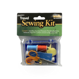 Safety travel sewing kit by Wilcor International with sewing needles, thread, and small tools in a compact case.