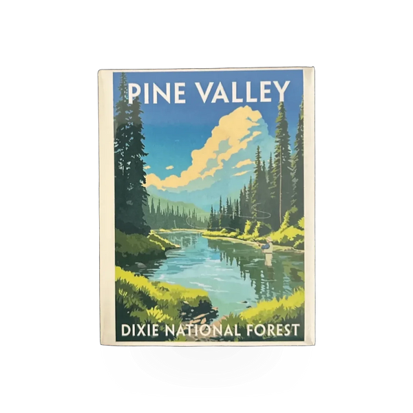 Impact Photographics magnet badge featuring PV Dixie National Forest Pine Valley scene with detailed forest imagery.
