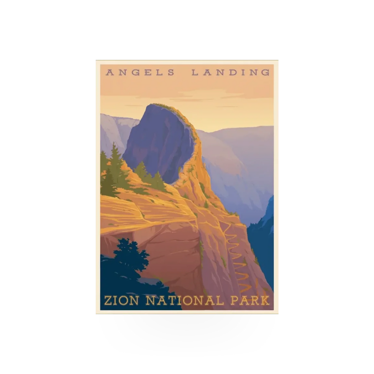 Impact Photographics Magnet Badge featuring the RR Angels Landing design, with vibrant colors and detailed mountain scene.