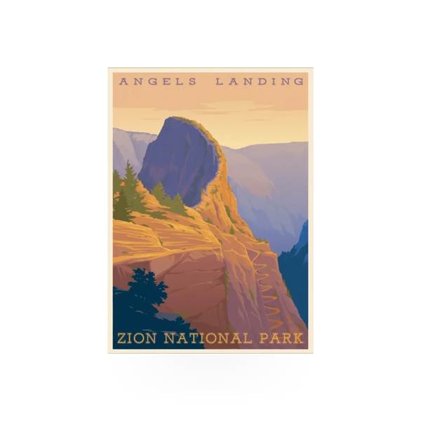 Impact Photographics Magnet Badge featuring the RR Angels Landing design, with vibrant colors and detailed mountain scene.