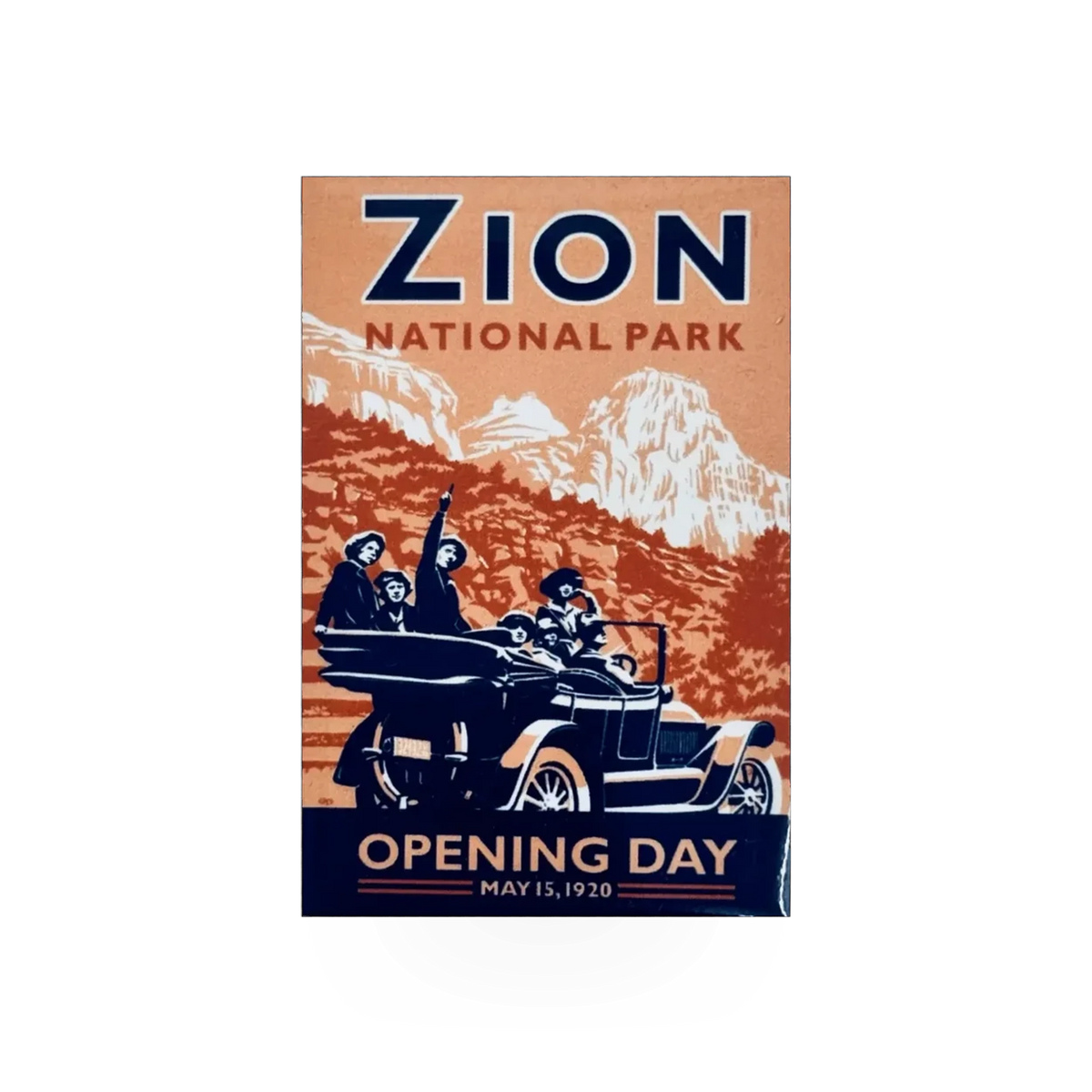 Magnet featuring Opening Zion design by John Clark, showcasing vibrant colors and detailed artwork on a metal surface.