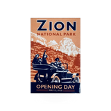 Magnet featuring Opening Zion design by John Clark, showcasing vibrant colors and detailed artwork on a metal surface.